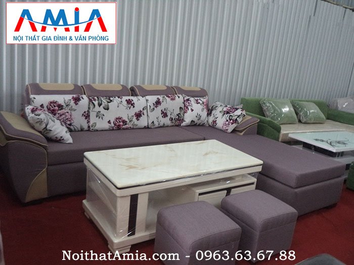Hình ảnh cho bộ sofa nỉ góc chữ L kích thước nhỏ cho phòng khách nhỏ căn hộ chung cư