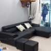 Hình ảnh Mẫu sofa đẹp da chữ L màu đen sang trọng