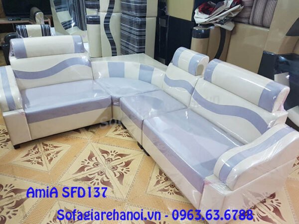 Hình ảnh mẫu ghế sofa da pha nỉ màu xanh đẹp hiện đại, trẻ trung