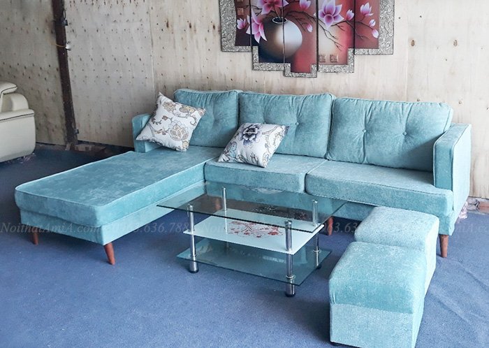 Hình ảnh Ghế sofa nỉ chữ L đẹp 3 chỗ chụp thực tế tại Nội thất AmiA