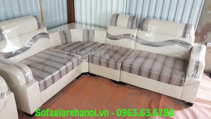 Hình ảnh mẫu ghế sofa da góc giá rẻ với chất liệu da pha nỉ hiện đại