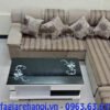 Hình ảnh mẫu sofa nỉ chữ L đẹp AmiA SFN126 được bài trí trong phòng khách nhà khách hàng