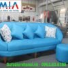 Hình ảnh ghế sofa văng nỉ đẹp hiện đại với gam màu xanh ấn tượng
