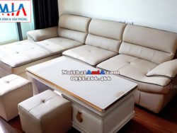 Hình ảnh Bộ ghế sofa đẹp chữ L hiện đại và sang trọng chụp tại phòng khách nhà khách hàng