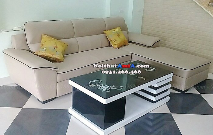 Hình ảnh Mẫu ghế sofa da đẹp chữ L chất liệu da hiện đại, chất lượng và bền bỉ
