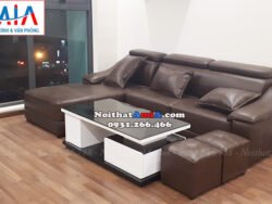 Hình ảnh ghế sofa đẹp da góc chữ L cho phòng khách nhà chung cư