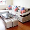 Hình ảnh ghế sofa da cao cấp kê phòng khách hiện đại nhà phố, nhà chung cư