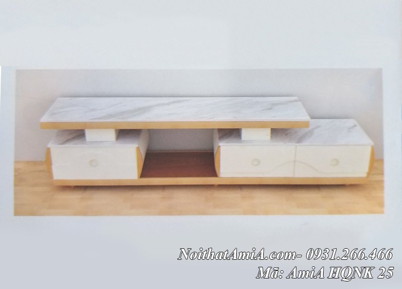 Hình ảnh mẫu kệ tivi mặt đá màu trắng hiện đaiị AmiA HQNK 25