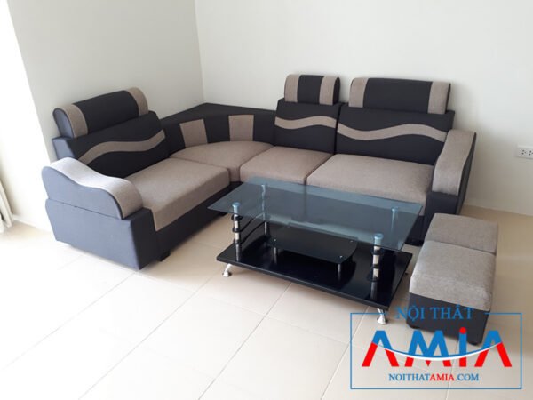 Ghế sofa amia 072B chất liệu da pha nỉ giá rẻ