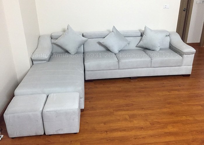 Ghế sofa góc nỉ đẹp hiện đại SFN206 màu ghi sáng