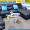 Bộ ghế sofa da đen kê phòng khách AmiA SFD180601