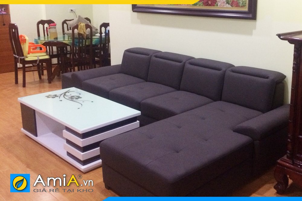Ghế sofa nỉ màu nâu sẫm kiểu góc chữ L AmiA SFN2120