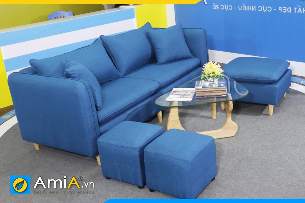 Sofa văng đẹp bọc chất liệu nỉ màu xanh
