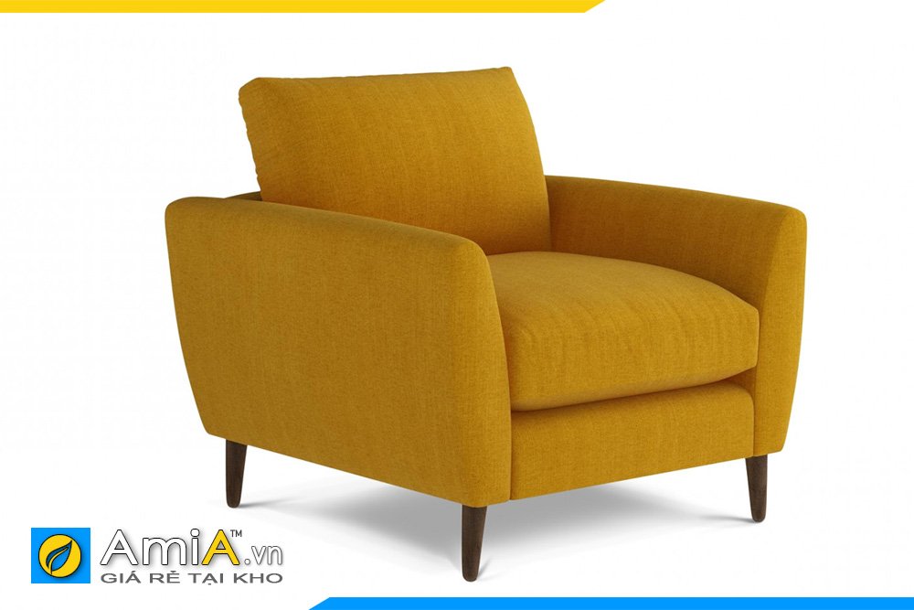 Chiếc ghế sofa nỉ đơn màu vàng sẽ là điểm nhấn cho phòng khách màu nâu nhạt hoặc vàng nhạt