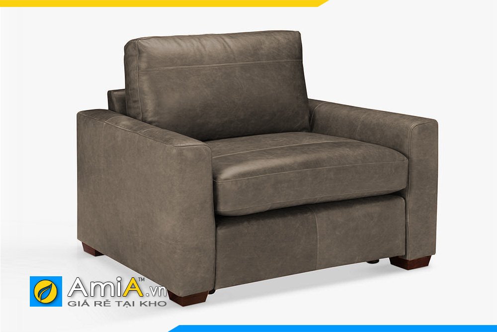 Sofa da kiểu dáng ghế đơn tựa tay vuông, thấp cho phòng làm việc