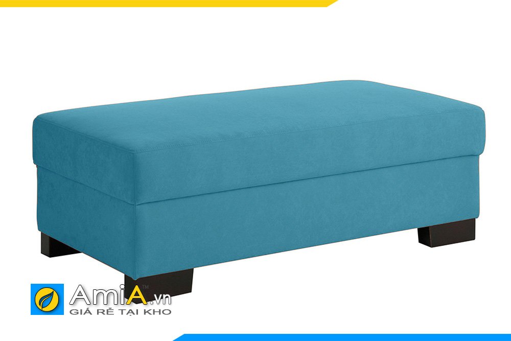 Sofa đôn nỉ màu xanh băng dài, chân thấp mặt nệm phẳng