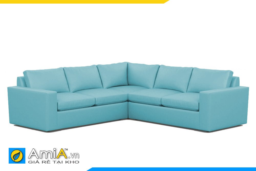 Bộ sofa màu xanh dương kiểu dáng chữ V cho khách vuông vắn