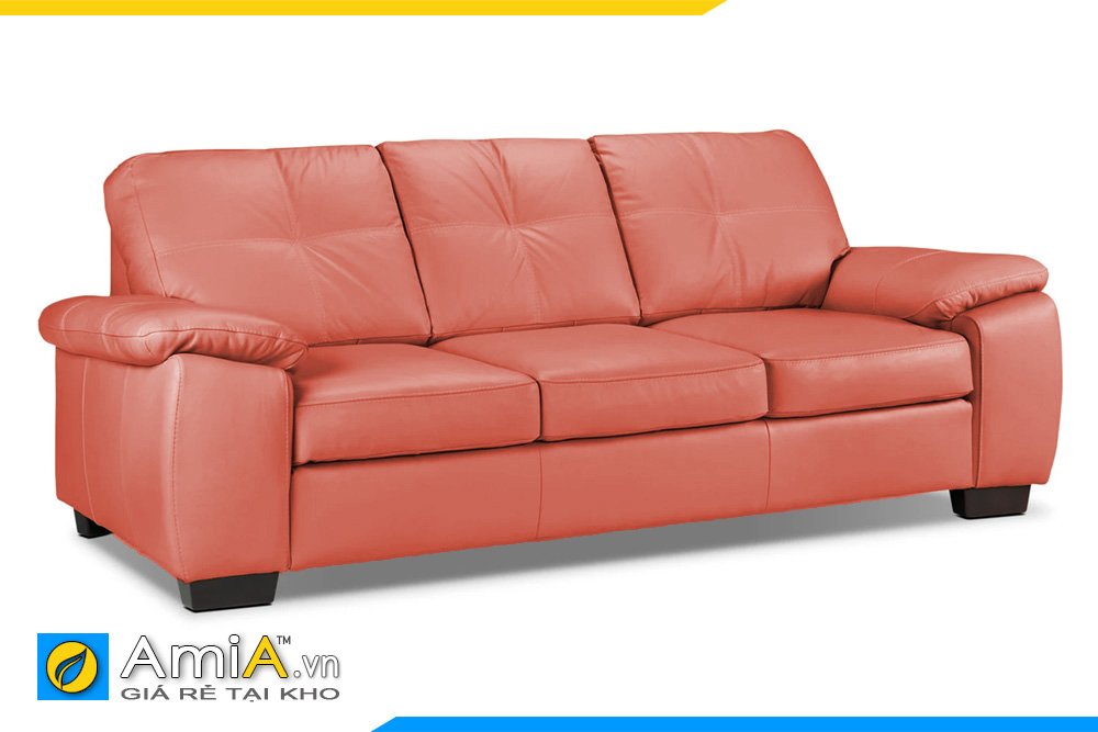 Sofa văng da 3 chỗ ngồi chân vuông thấp chắc chắn, tông màu đỏ