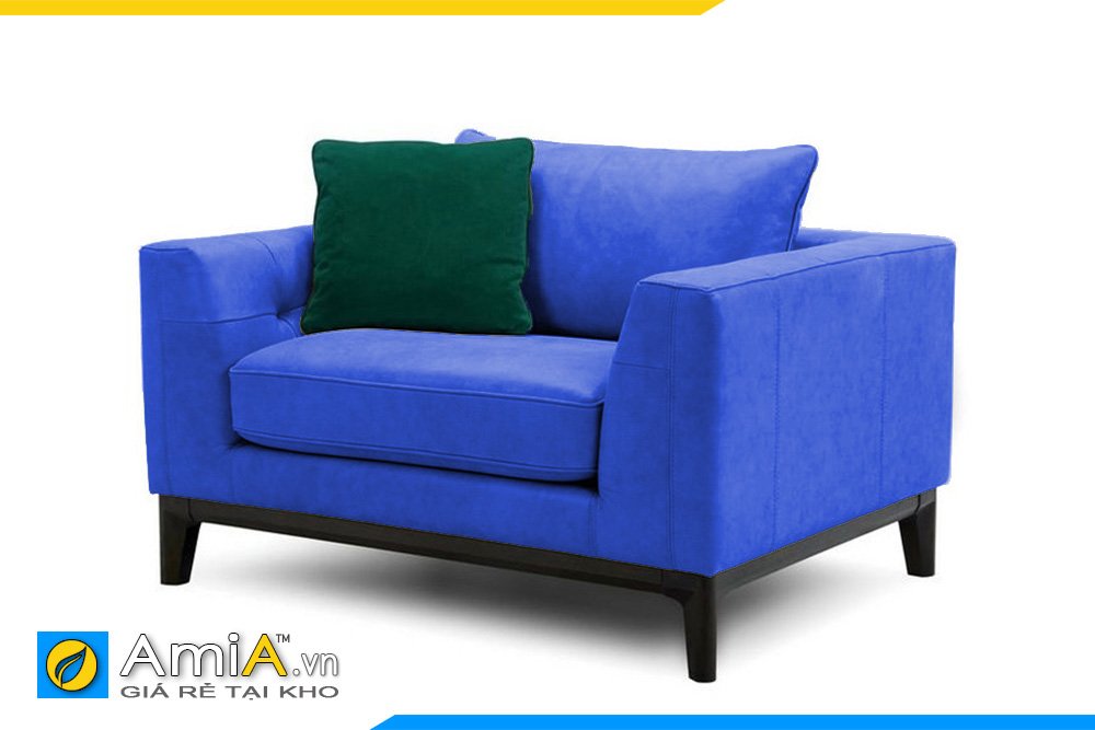 Sofa ghế đơn khung gỗ, chân cao màu xanh năng động