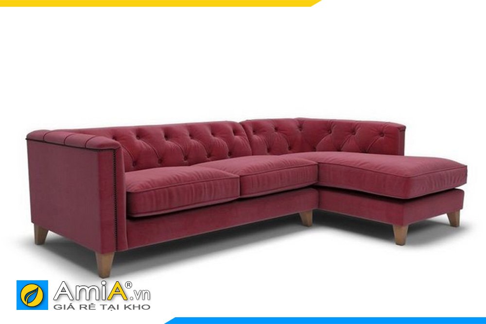 Góc chéo của bộ ghế sofa tân cổ điển màu đỏ đậm