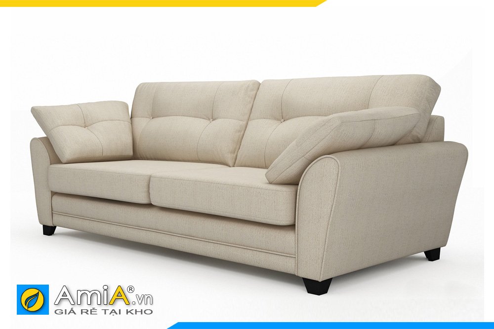 Hình ảnh cạnh bên của mẫu sofa văng nỉ màu kem sáng