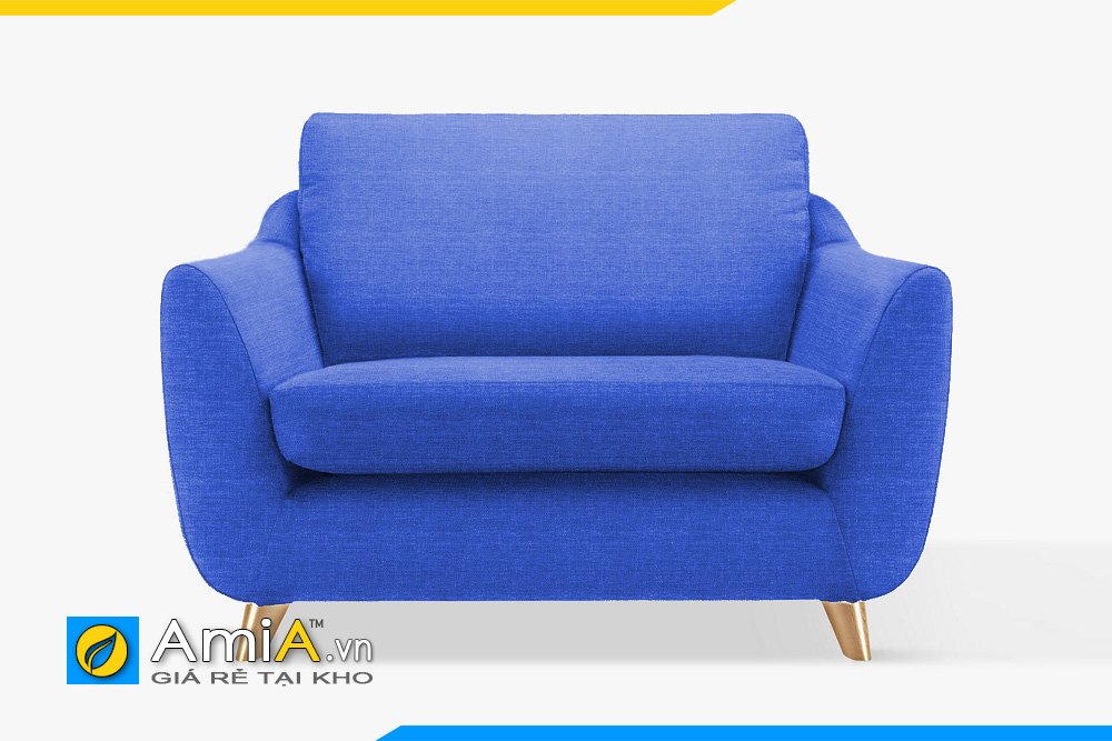 Sofa nỉ kiểu dáng ghế đơn tay lượn ngả ra ngoài, chân cao, màu xanh ấn tượng