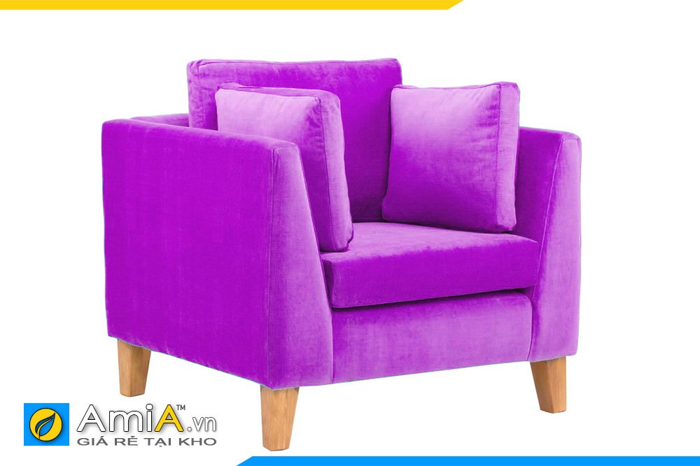 Chiếc ghế sofa vải nỉ kiểu dáng đơn màu tím sẽ làm cho không gian thêm sinh động
