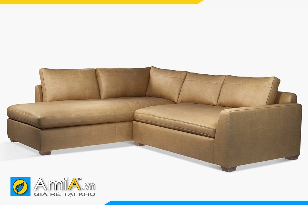 Bộ sofa da góc kiểu dáng chữ L chân gỗ thấp AmiA 20049