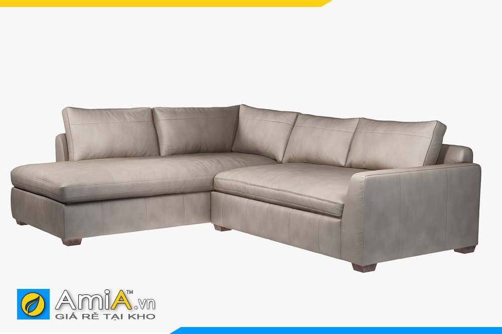 Bộ sofa góc da AmiA 20049 màu mắm tôm  chân thấp
