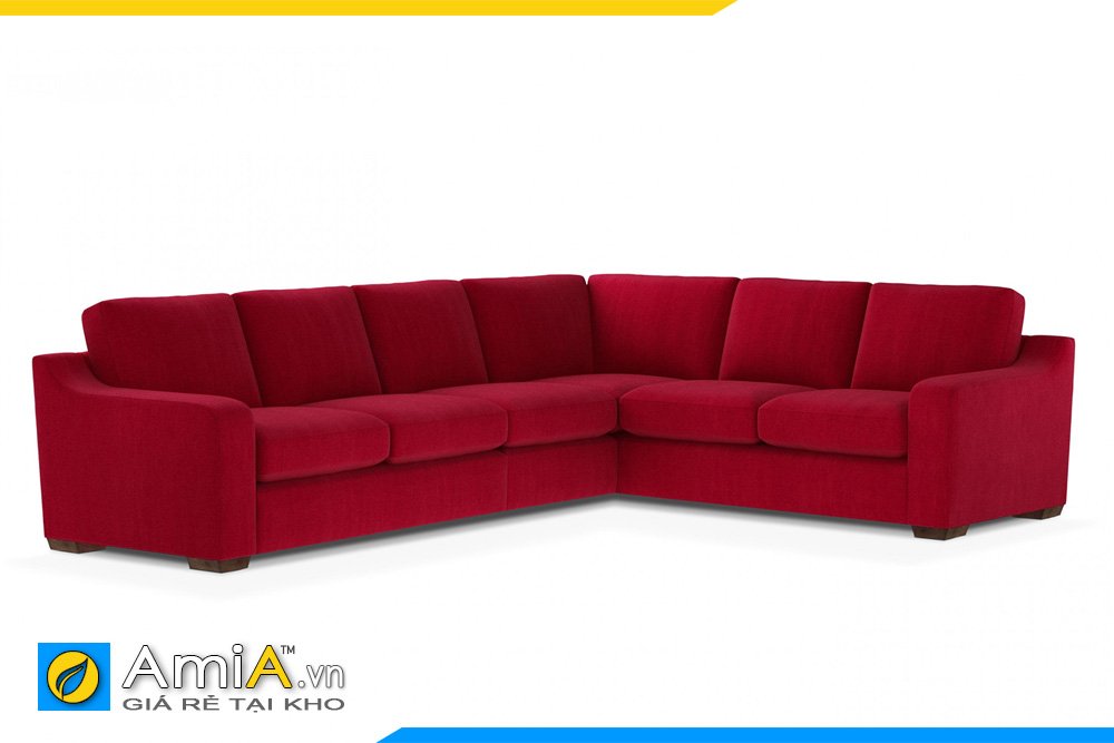 Bộ sofa nỉ màu đỏ chữ L khổ lớn cho phòng khách rộng