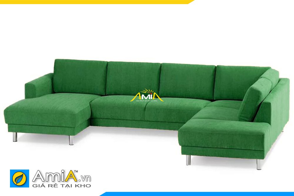 Hình ảnh sofa nỉ hình chữ U màu xanh cho phòng khách lớn