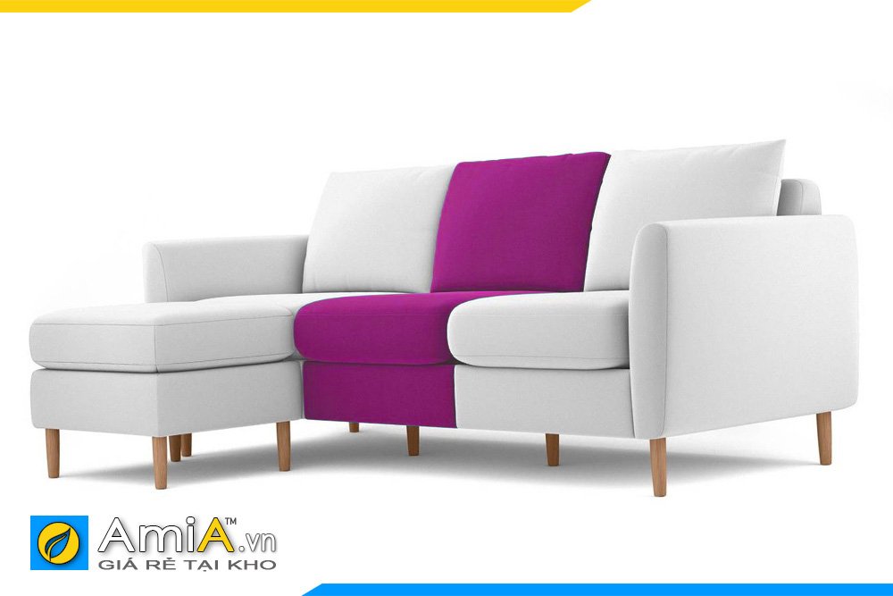 Sofa màu trắng phối tím kiểu dáng chữ L