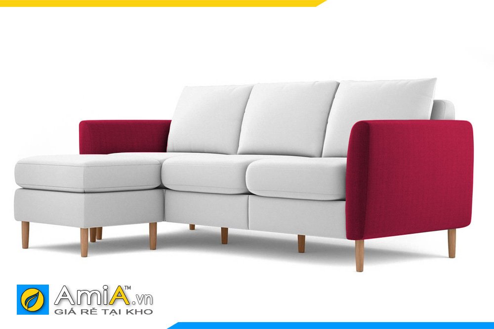 Bộ sofa phối 2 màu trắng và đỏ đô kiểu dáng chữ L