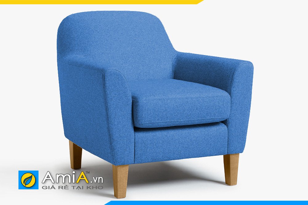 Sofa nỉ đơn 1 chỗ ngồi chân ghế gỗ màu xanh dương