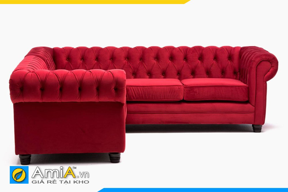 Bộ sofa tân cổ điển quây góc chữ V màu đỏ