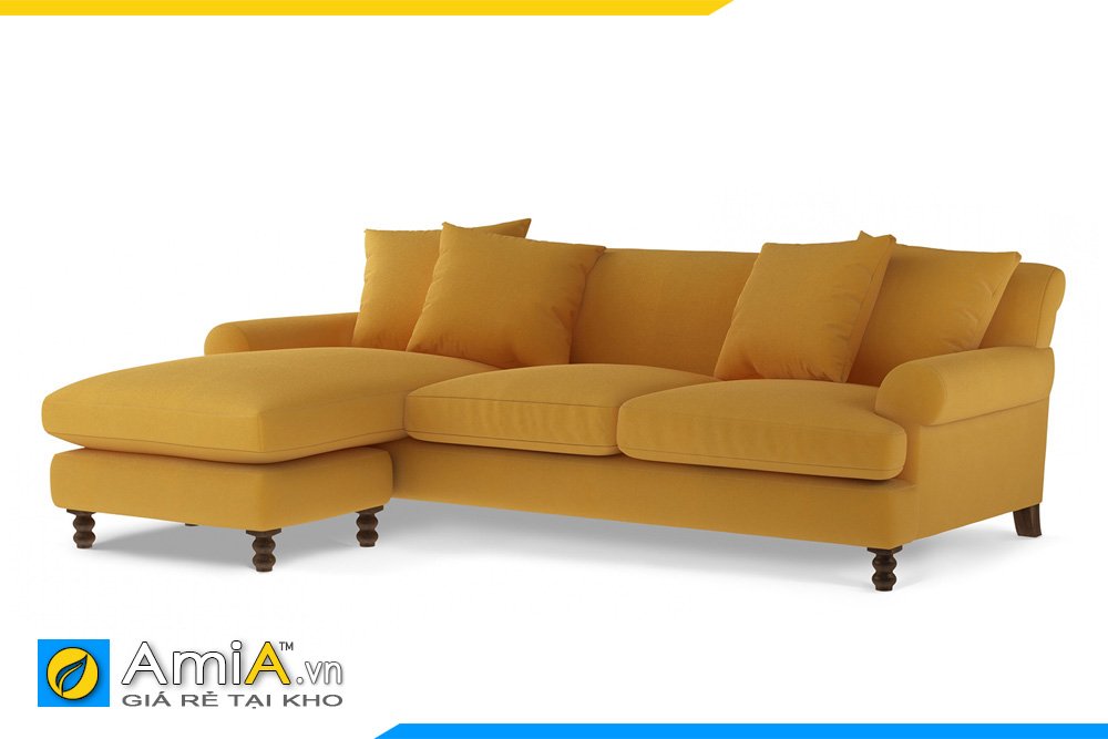 Bộ sofa nỉ màu vàng kiểu dang góc chữ L