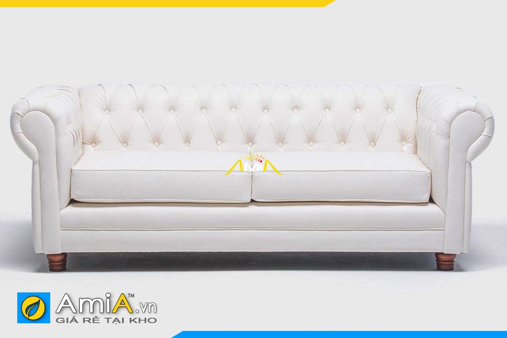 Sofa văng da kiểu dáng tân cổ điển màu trắng 