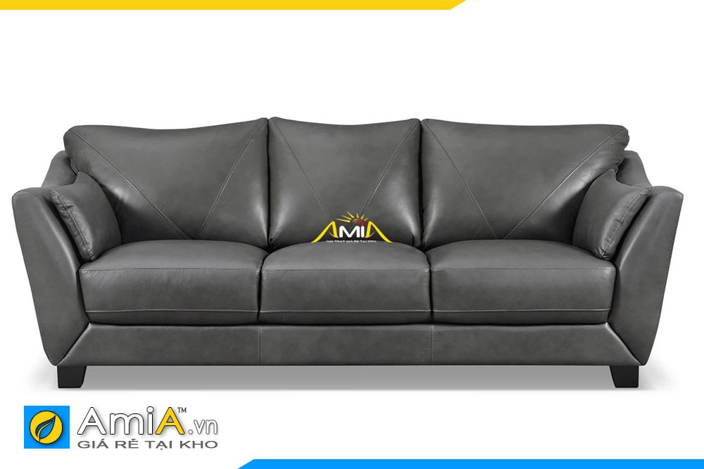 Hình ảnh trực diện của mẫu ghế sofa văng dài 3 chỗ ngồi màu ghi đen