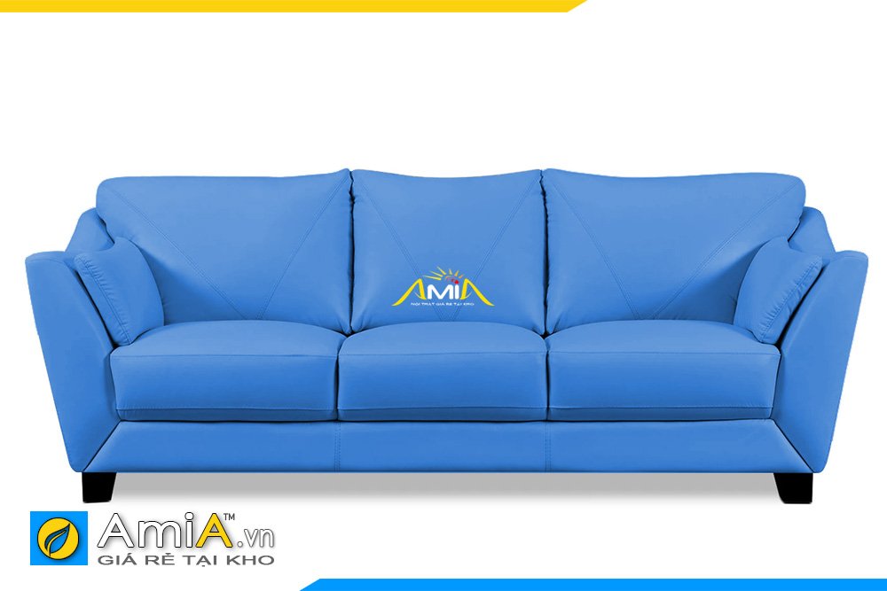 Sofa văng da kiểu băng dài có tựa tay màu xanh dương ấn tượng