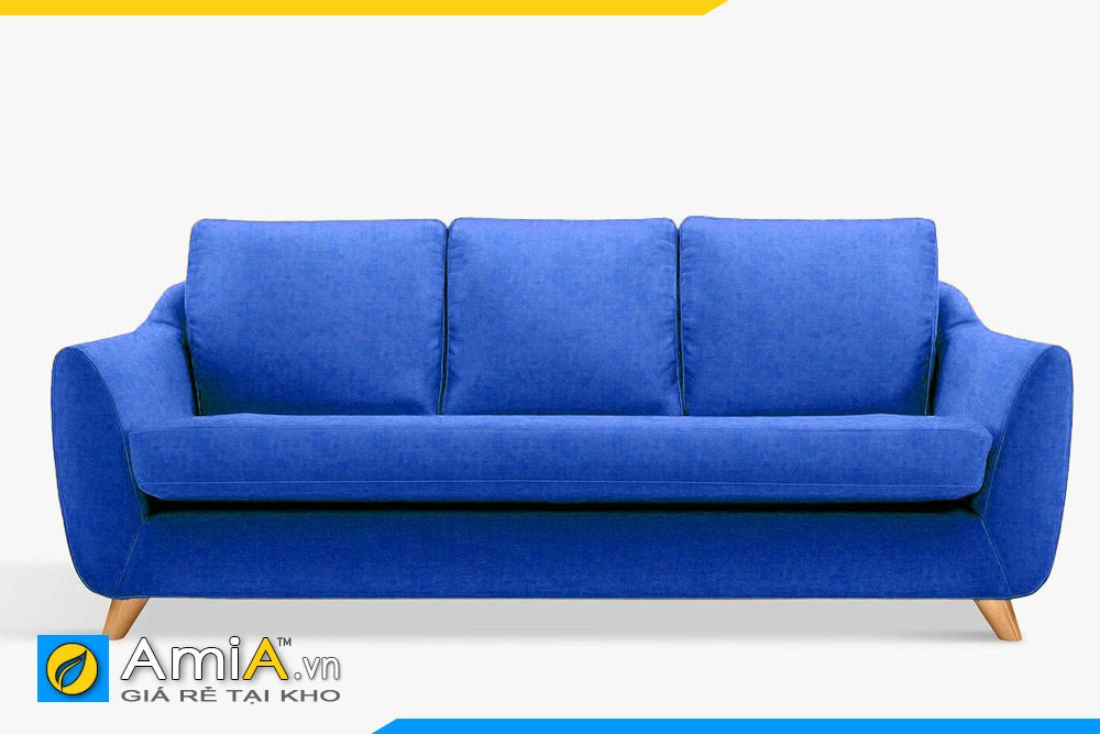 Sofa màu xanh dương kiểu dáng văng dài 3 chỗ ngồi tựa lưng rời