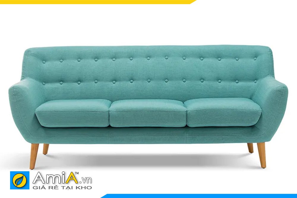Sofa màu xanh ngọc kiểu dáng băng dài tựa lưng cao có rút khuy