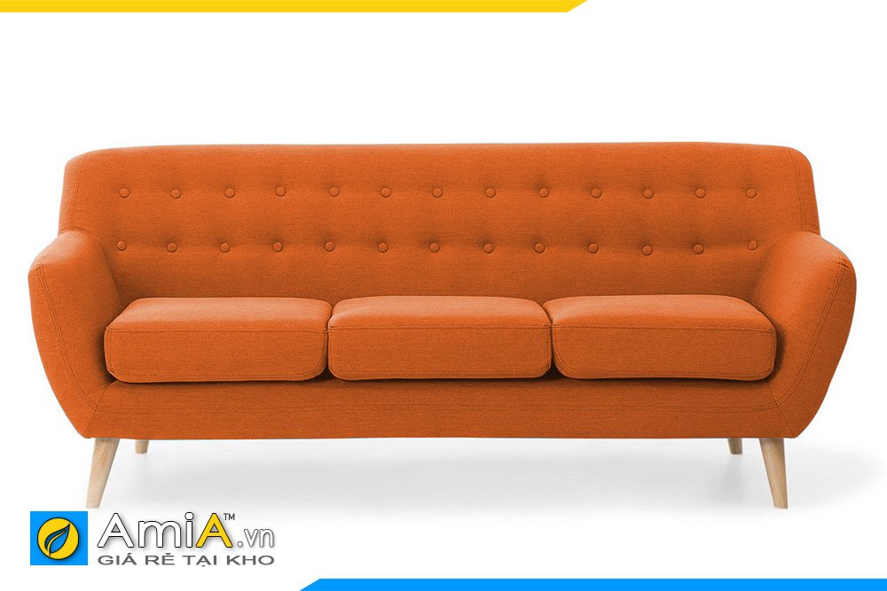 Sofa văng nỉ 3 chỗ ngồi màu cam có đệm ngồi có thể tháo rời dễ vệ sinh