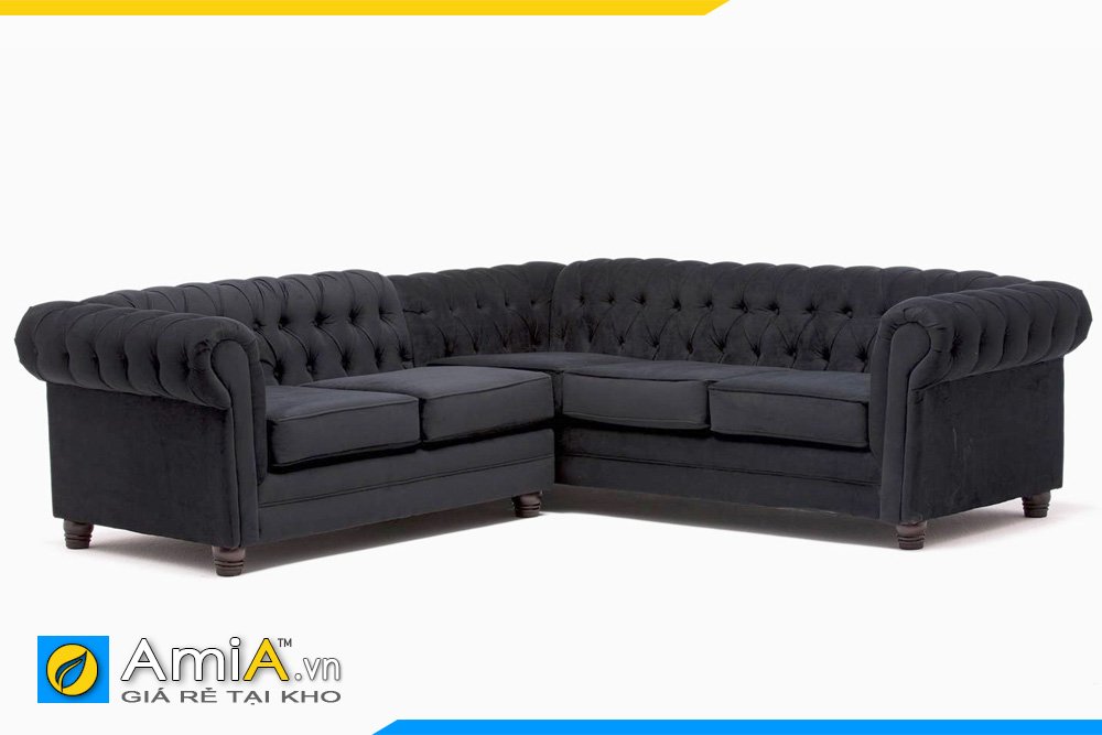 Sofa tân cổ điển quây góc chữ V màu đen 
