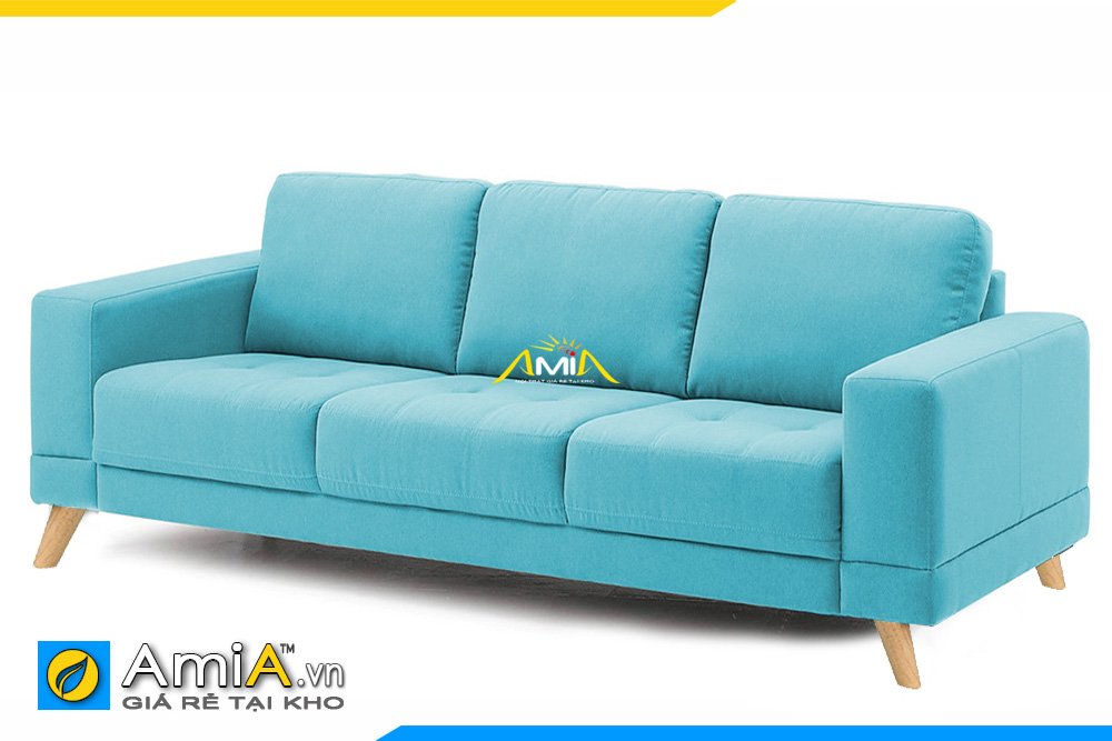 sofa văng 3 chỗ ngồi kiểu bằng dài màu xanh lơ điểm nhấn ấn tượng cho phòng khách của gia chủ mệnh Thủy