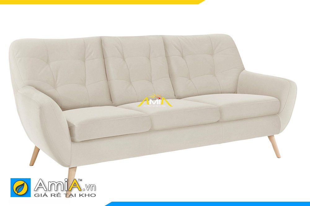 Ghế sofa văng 3 chỗ ngồi màu trắng chân gỗ cao phù hợp với những chủ nhân thích sự sang trọng, tinh tế
