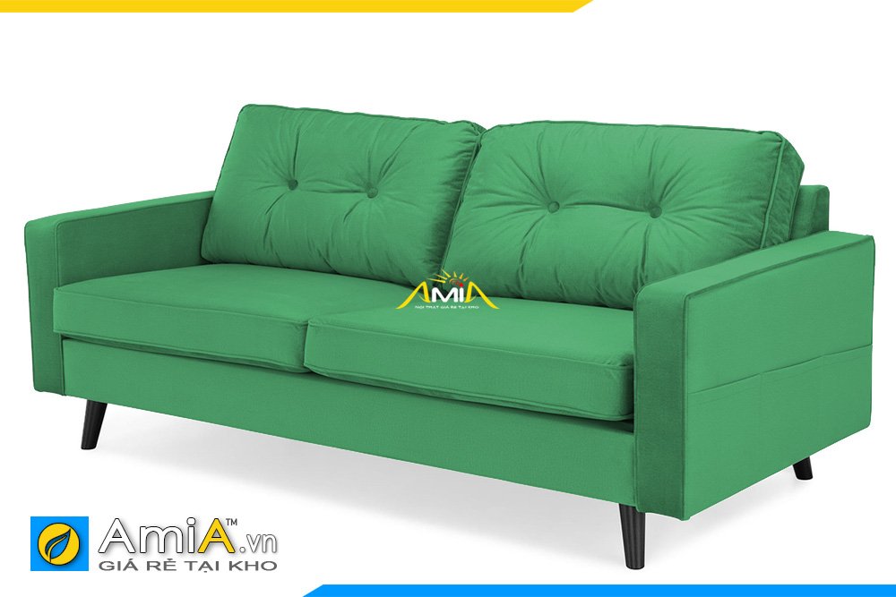 Sofa văng 2 chỗ ngồi màu xanh lá được thiết kế chân cao hiện đại hợp kê đặt ở văn phòng hoặc ở phòng khách trong nhà