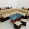 Hinh anh bo ghe sofa da gia re mau kem AmiA SFD074 lap thuc te nha khach